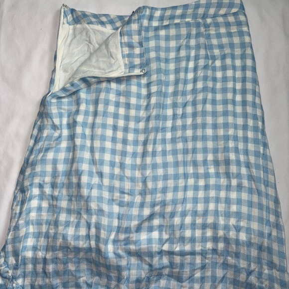 Lost + Wander NWT Size S Blue & White Gingham Boho Coquette Ruffle Midi Skirt - Picture 8 of 9